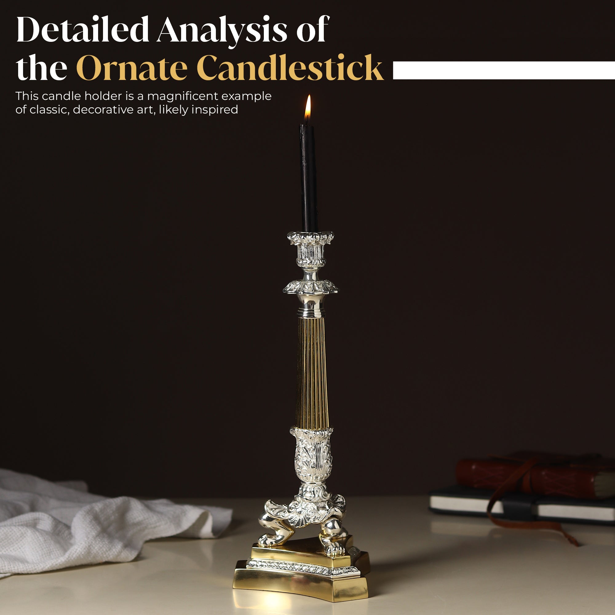 The Regal Corinthian Candle Stand | Silver-Plated Brass Heritage Décor by Divyaneel