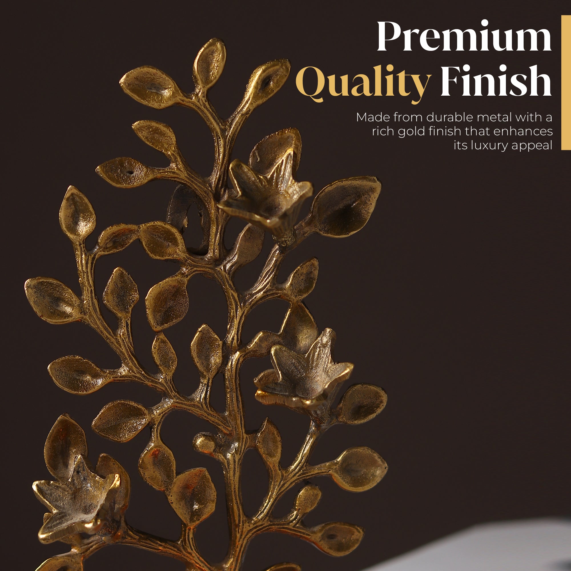 Golden Wishing Tree Candle Holder – Handcrafted Brass Art for Timeless Décor | Divyaneel