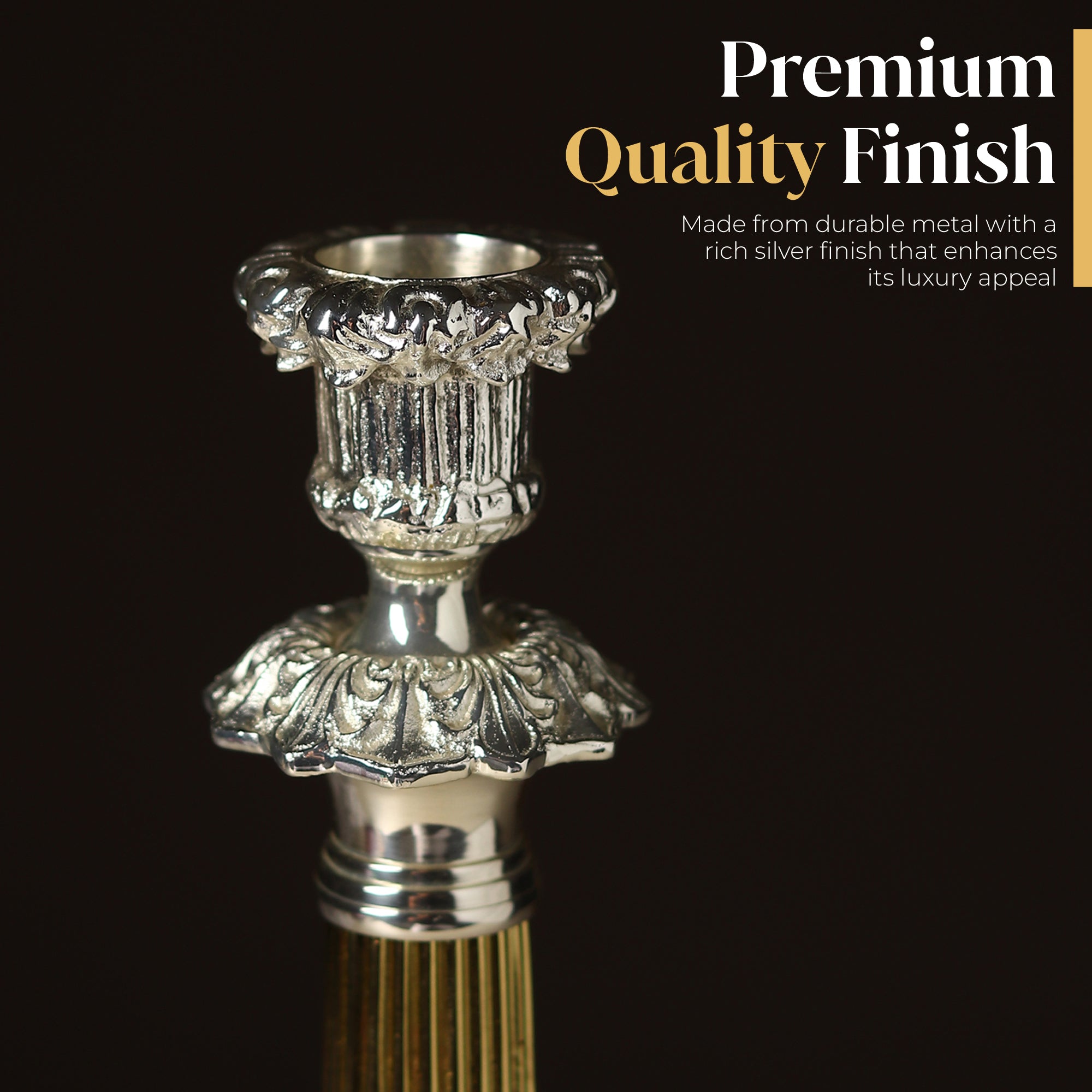 The Regal Corinthian Candle Stand | Silver-Plated Brass Heritage Décor by Divyaneel