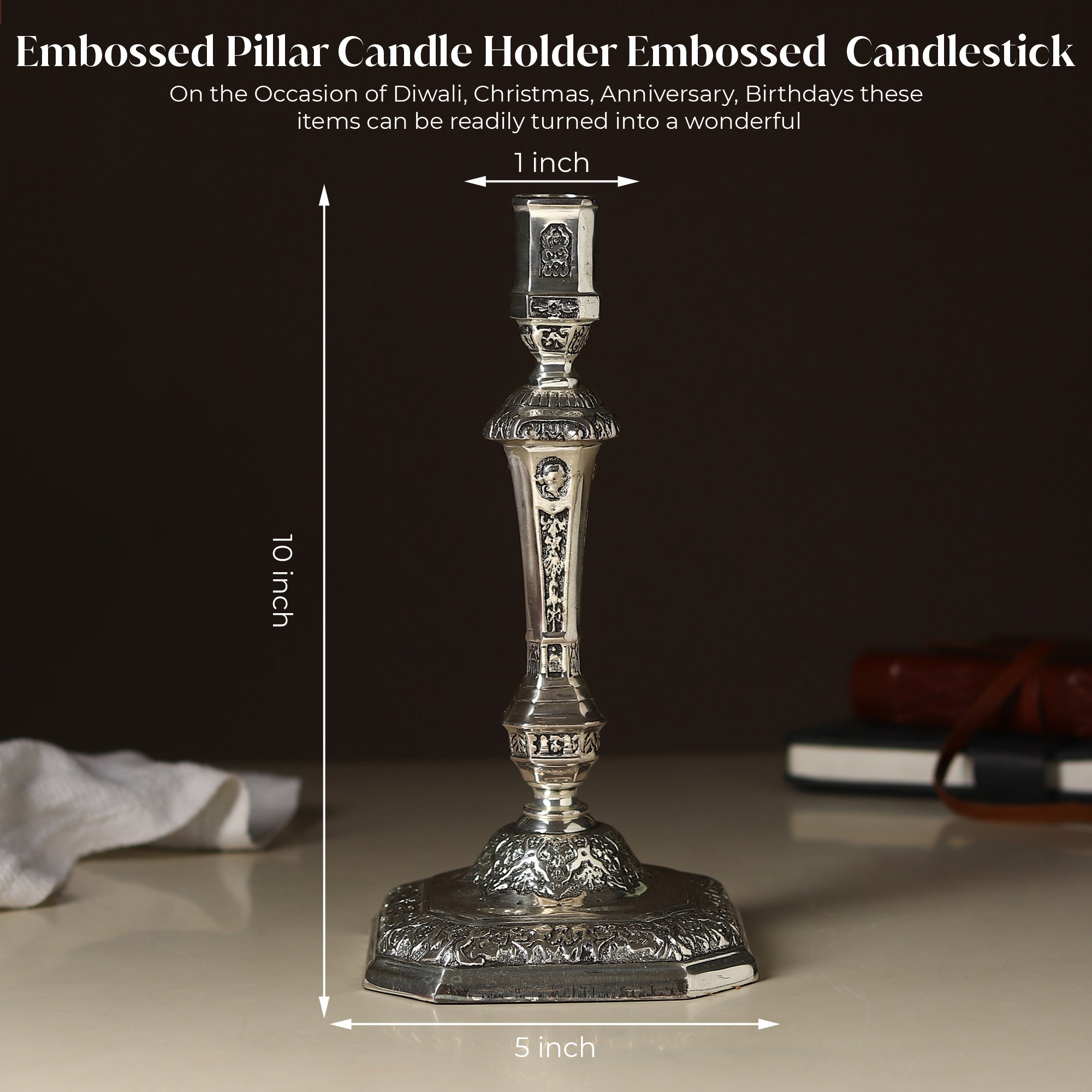 Divyaneel SeraphStambh™ — Embossed Candlestick of Light