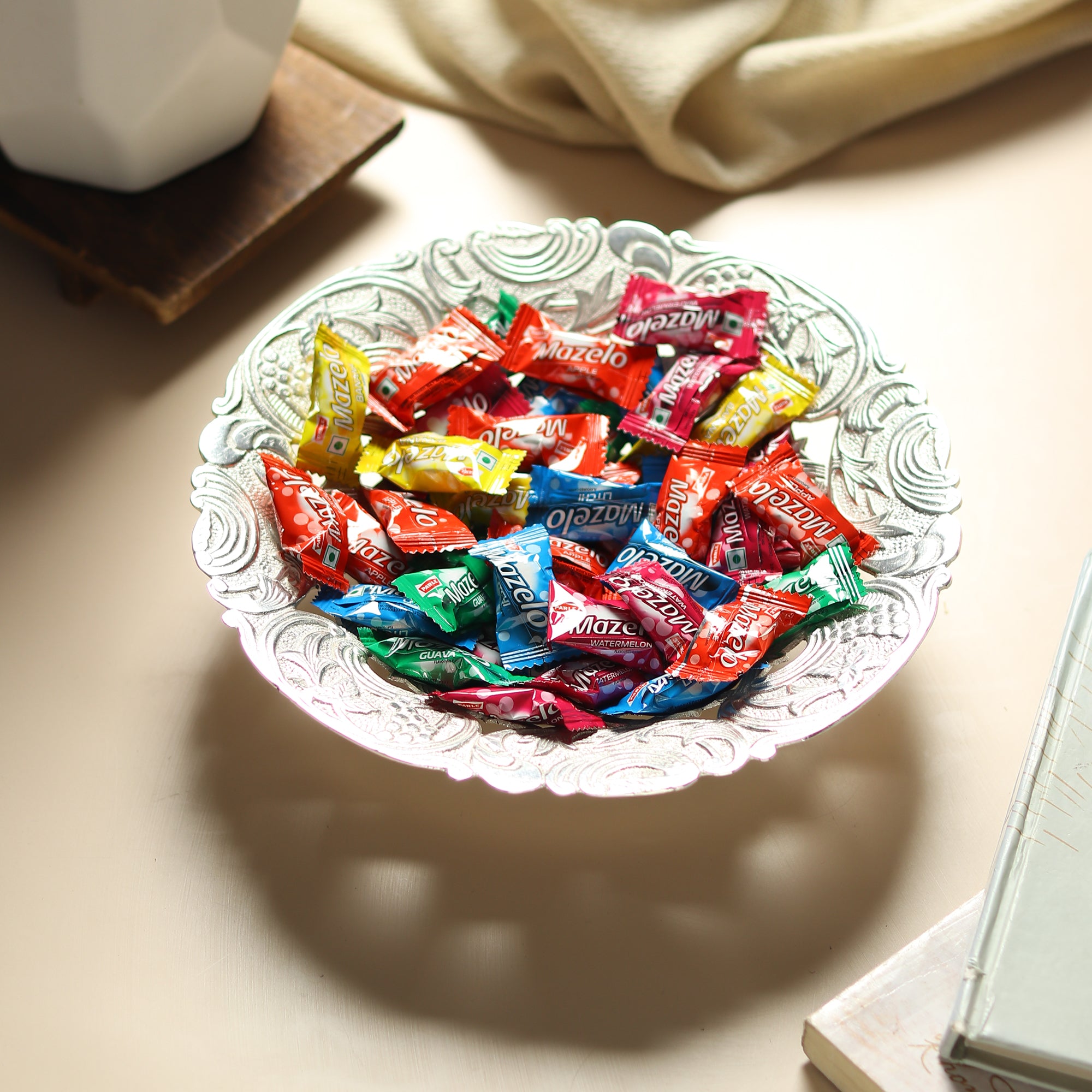 UrliKumbh™ — Nakashi Brass Urli Platter  Silver Finish (9.5")