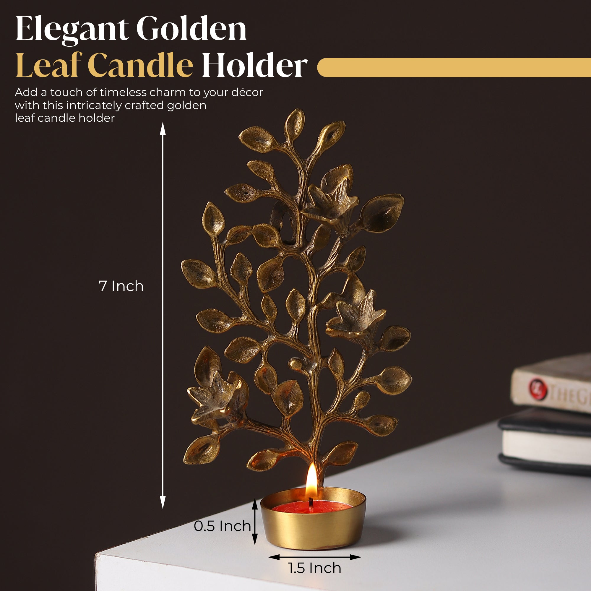 Golden Wishing Tree Candle Holder – Handcrafted Brass Art for Timeless Décor | Divyaneel