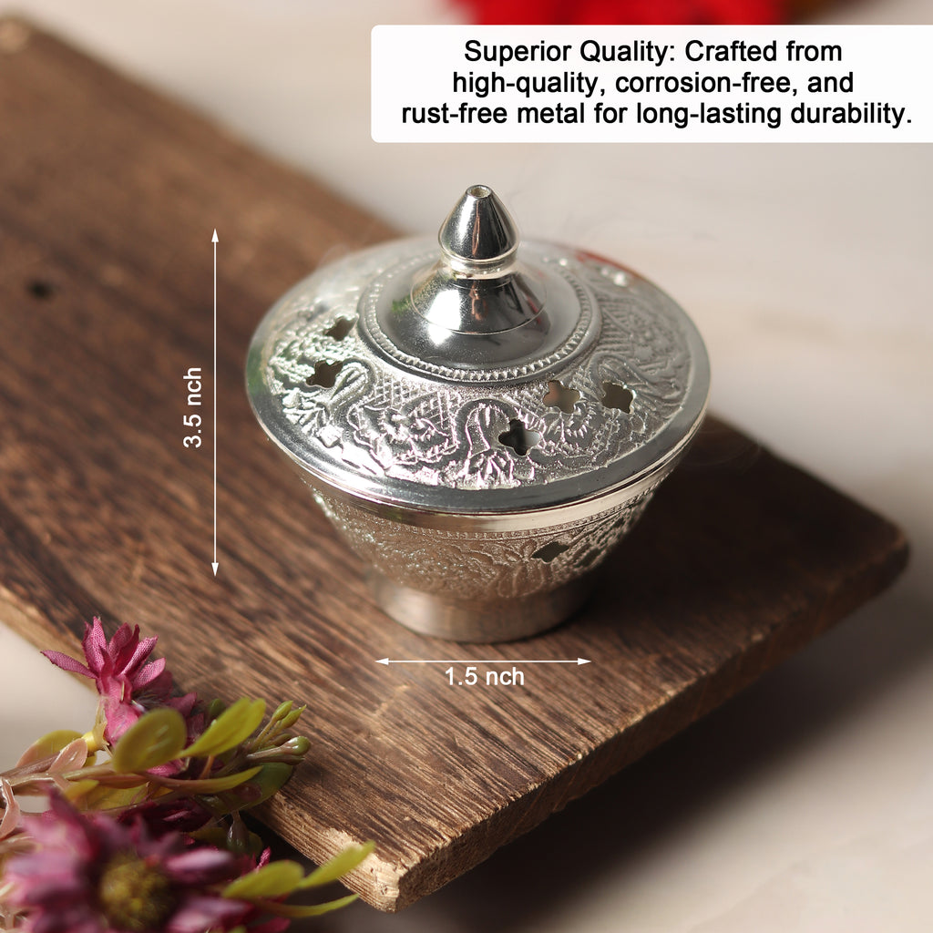 Dhoop Daani — Silver (Sacred Brass Incense Holder)