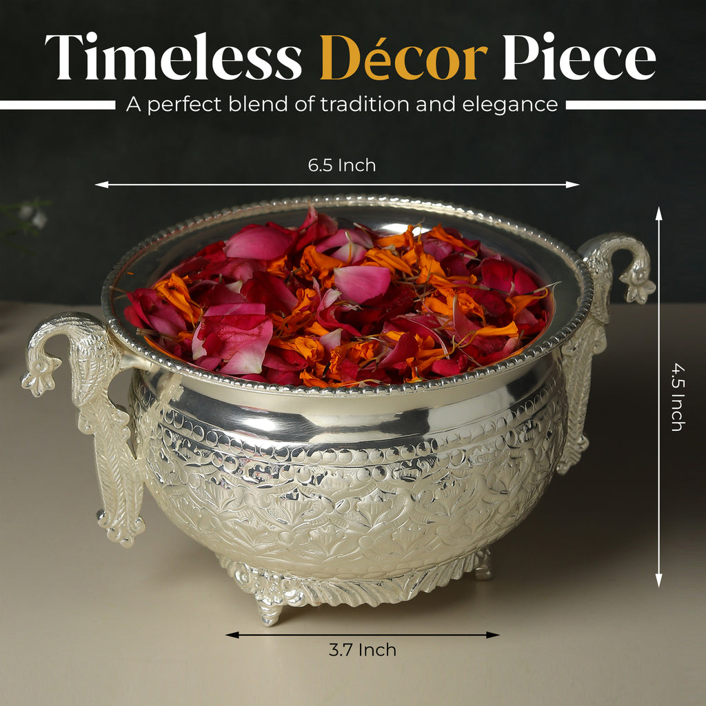 Chandrika Argent Urli — Silvered Brass Centrepiece