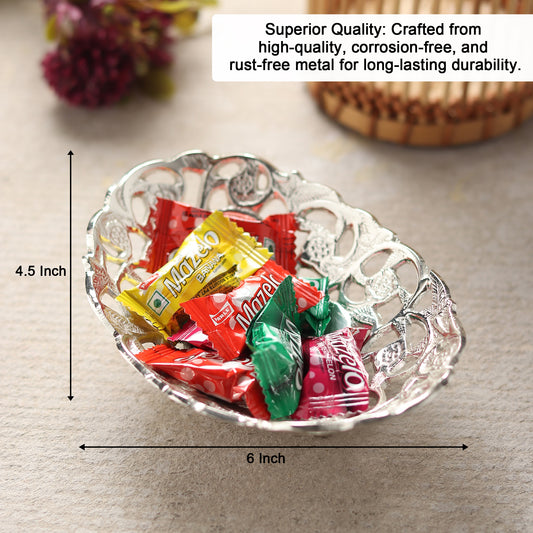 Handcrafted Brass Oval Dish — Silver/Gold • Festive Serve & Décor