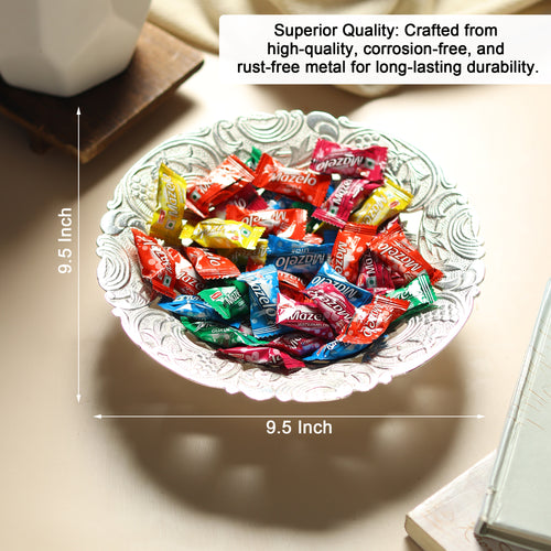 UrliKumbh™ — Nakashi Brass Urli Platter  Silver Finish (9.5")