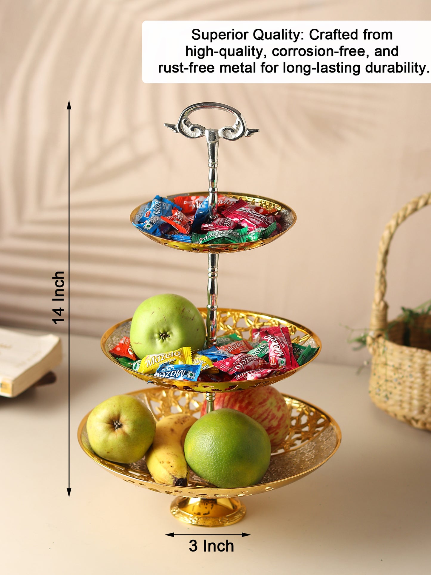 Elegant Handcrafted Brass Cake Stand | 2-Tier & 3-Tier | Gold Plated, Silver Plated & Dual Tone