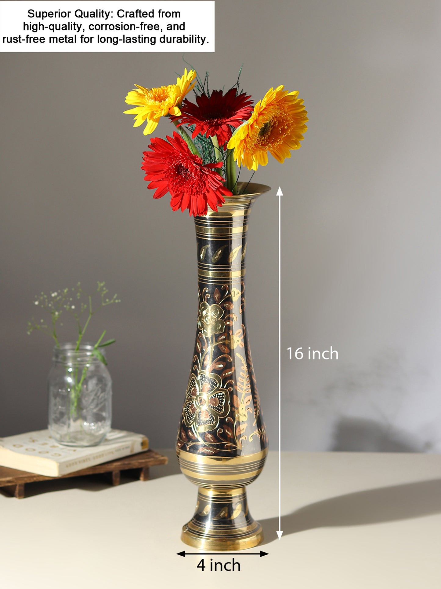 Divine Brass Flower Vases | Handcrafted Temple-Inspired Décor | Gold & Antique Finish
