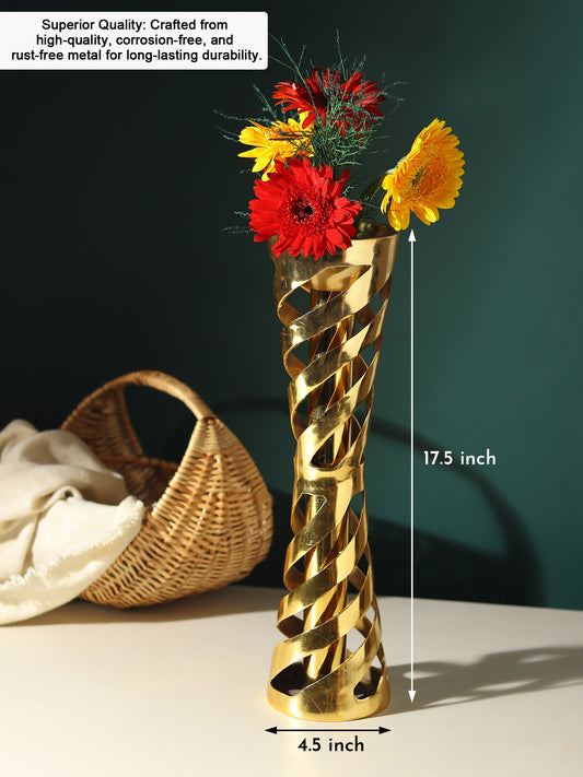 Divine Brass Flower Vases | Handcrafted Temple-Inspired Décor | Gold & Antique Finish
