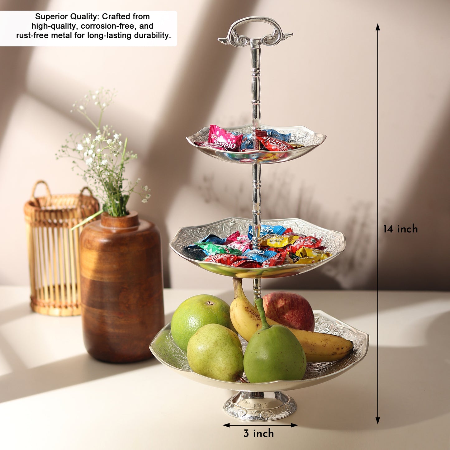 Elegant Handcrafted Brass Cake Stand | 2-Tier & 3-Tier | Gold Plated, Silver Plated & Dual Tone