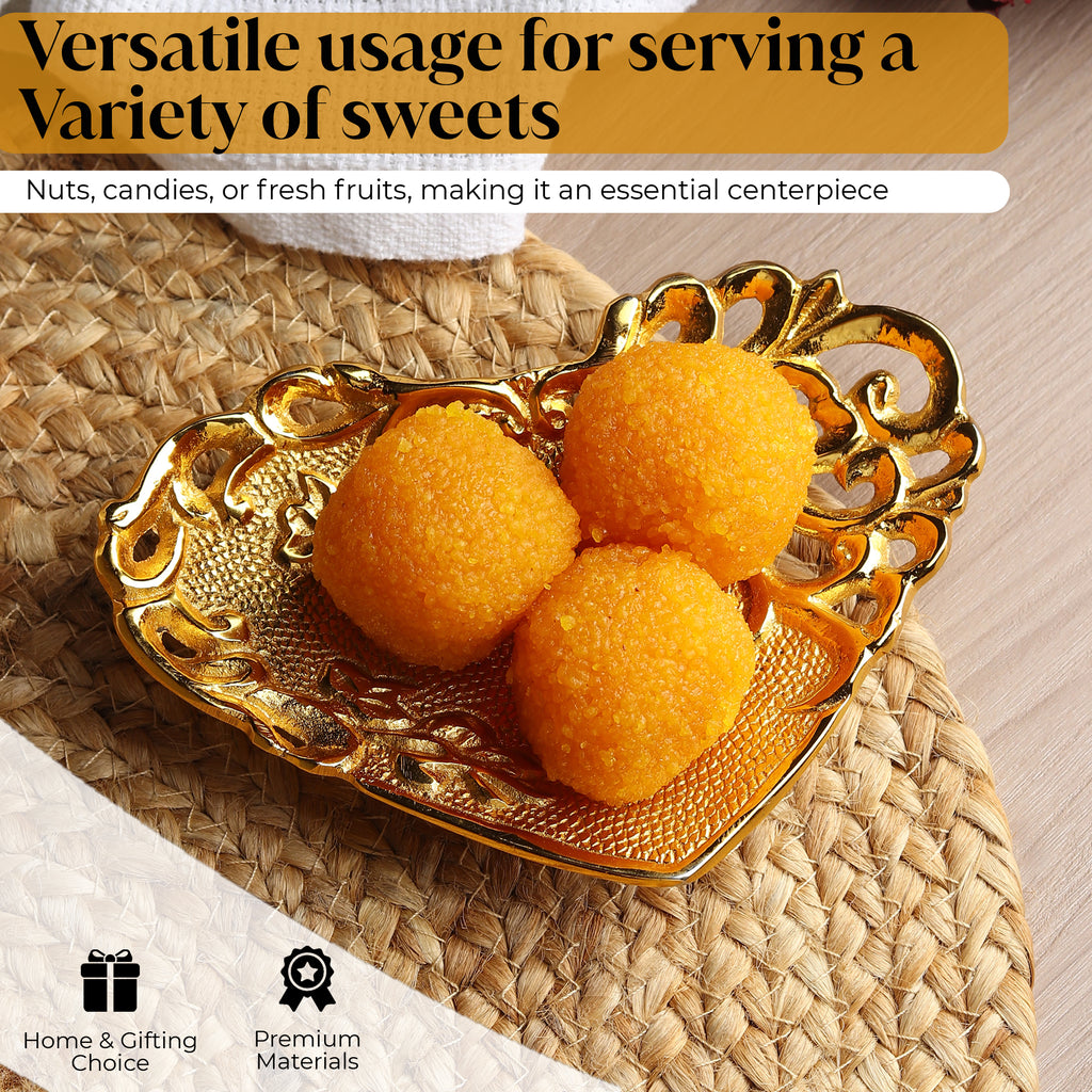 HridayaPatra™ — Openwork Heart Brass Dish (Gold Finish • 6")