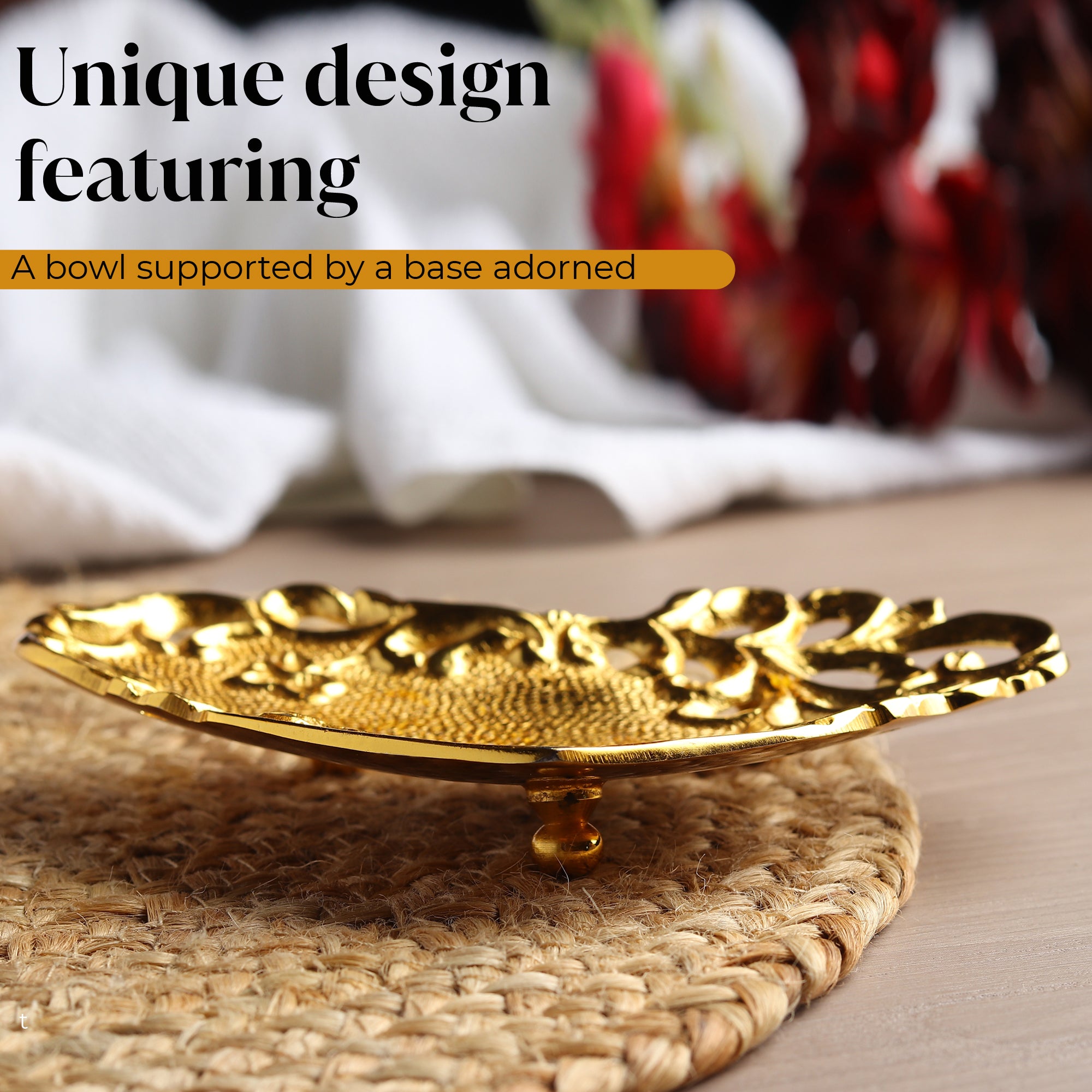 HridayaPatra™ — Openwork Heart Brass Dish (Gold Finish • 6")