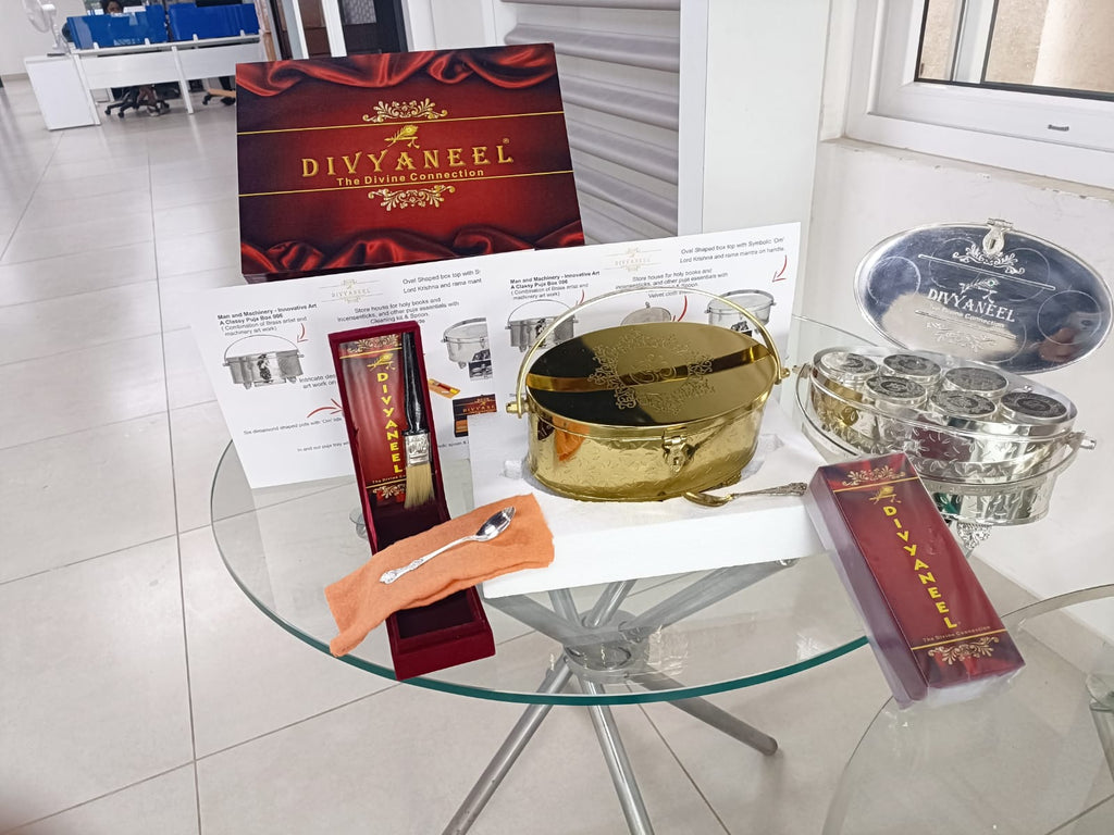 Puja Box 006 — Gold (Portable Brass Temple)