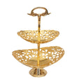 SwarnVilas™ — 2-Tier Brass Cake Stand (Antique Gold)