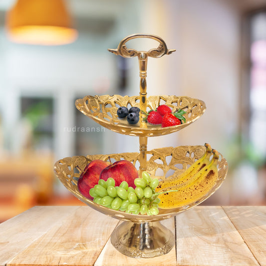 Elegant Handcrafted Brass Cake Stand | 2-Tier & 3-Tier | Gold Plated, Silver Plated & Dual Tone