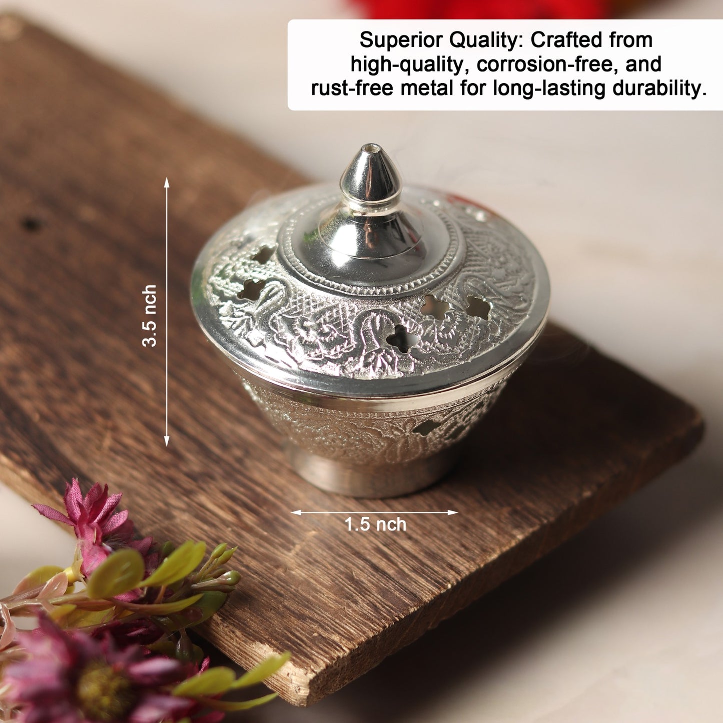 Divyaneel Handcrafted Brass Dhoop Daani — Gold & Silver Finish | Sacred Incense Holder