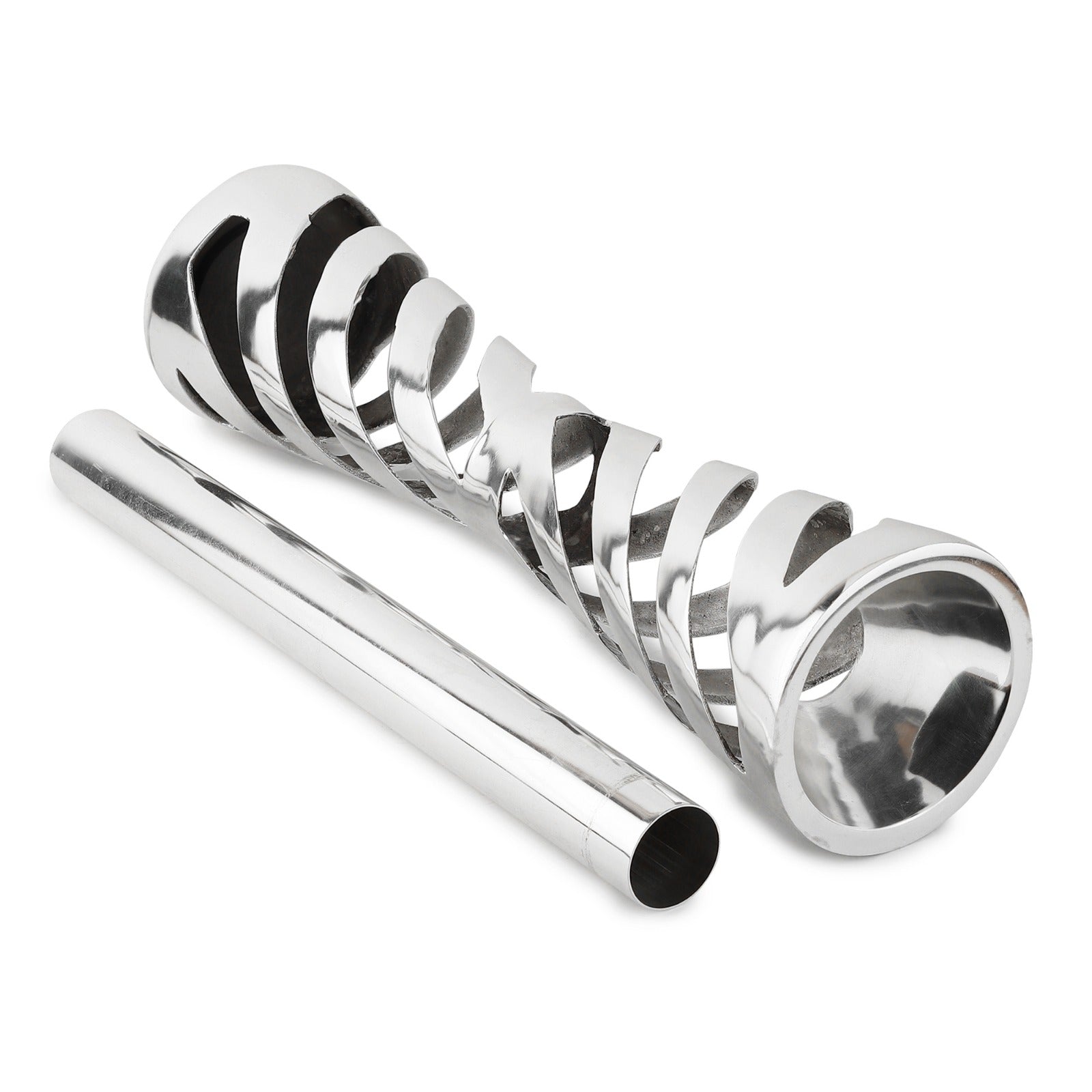 Spiral Lattice Brass Flower Vase — Tall (Silver Finish)