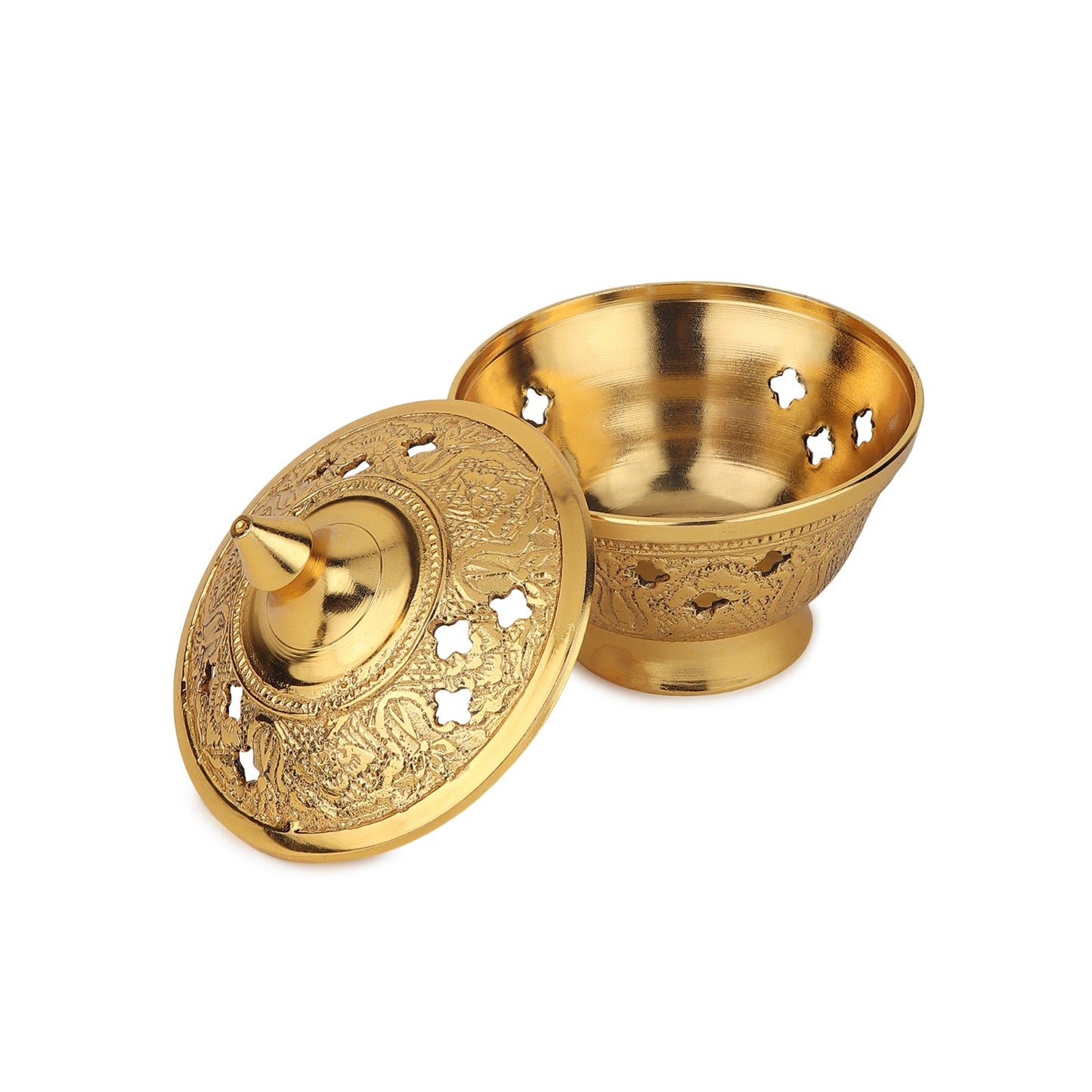 Divyaneel Handcrafted Brass Dhoop Daani — Gold & Silver Finish | Sacred Incense Holder