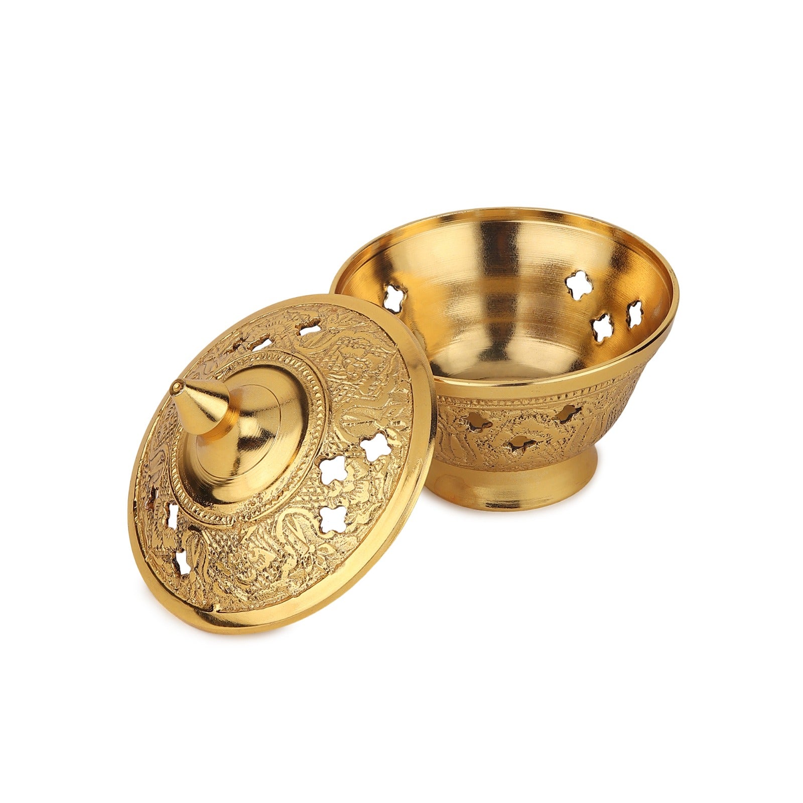 Dhoop Daani — Gold (Sacred Brass Incense Holder)