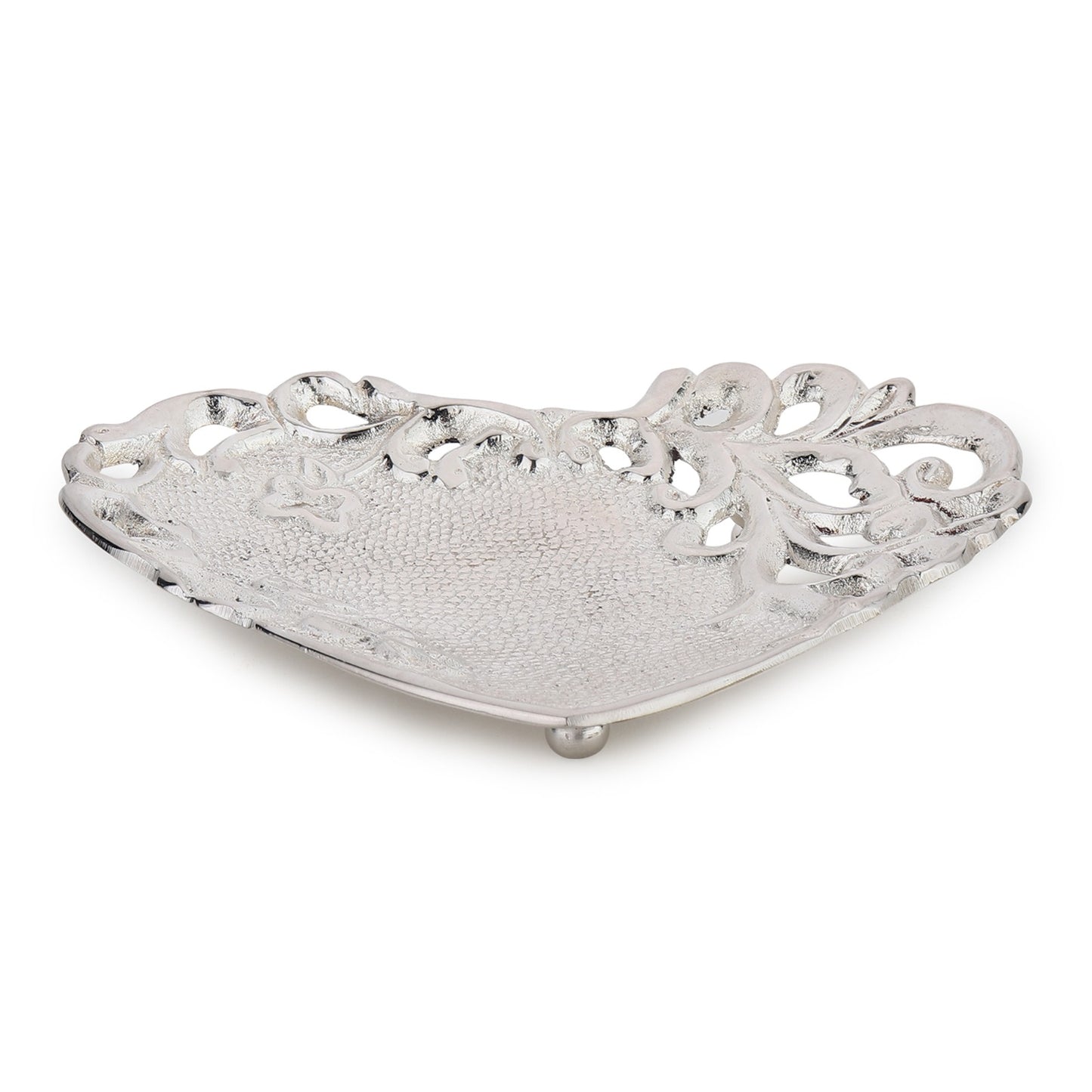 Heart-Shaped Brass Bowl (6”) — Silver-Plated / Gold Antique