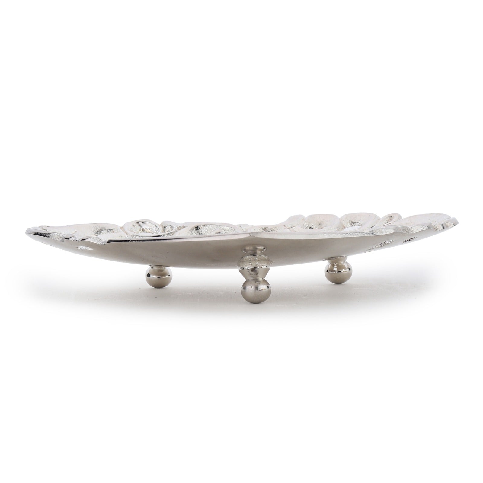 Openwork Heart Brass Dish — Silver Finish (6")