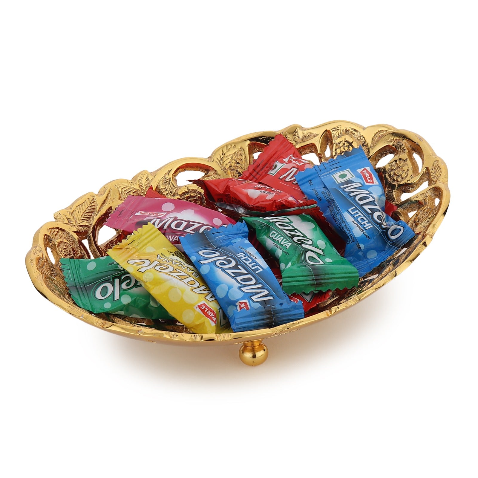 Nakashi Openwork Brass Oval Dish — Gold Finish (Petite)