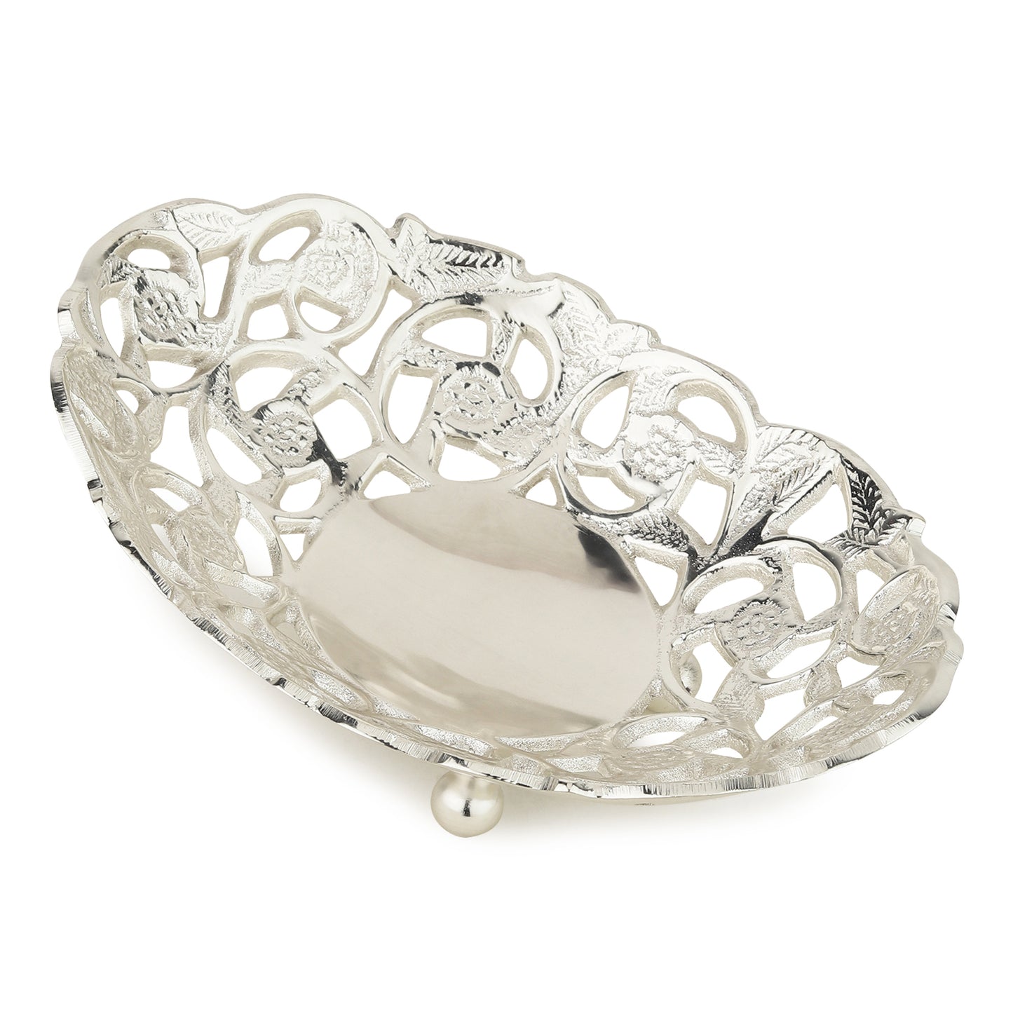 Handcrafted Brass Oval Dish — Silver/Gold • Festive Serve & Décor