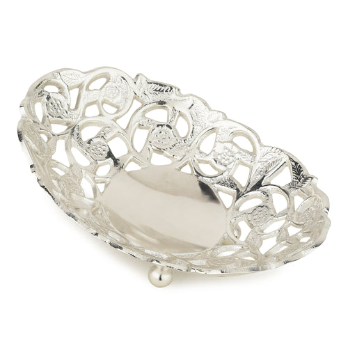 TulaPatra™ — Nakashi Brass Oval Dish (Petite Silver Finish)