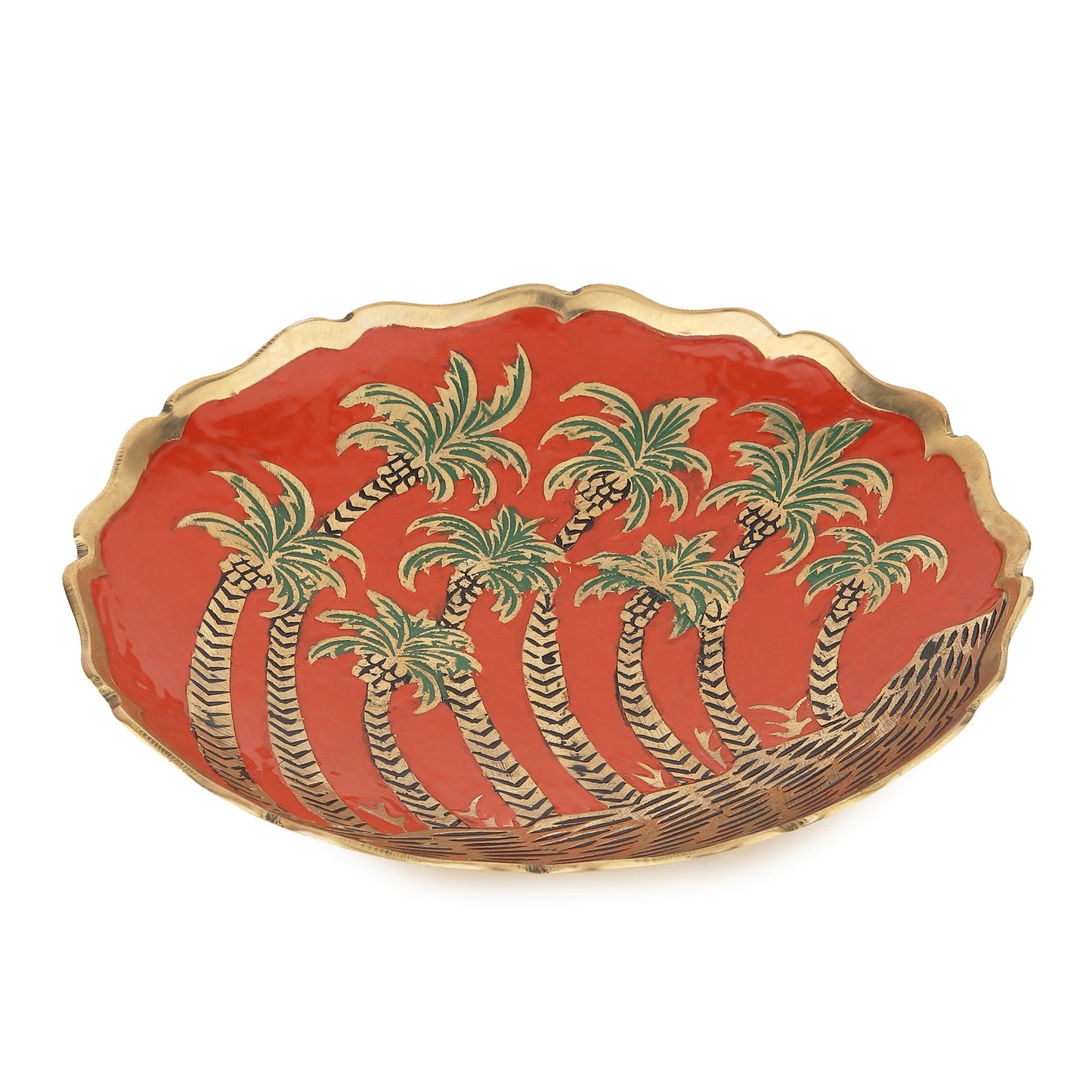 Tree Motif Meenakari Brass Plate — 8" Handcrafted Decor