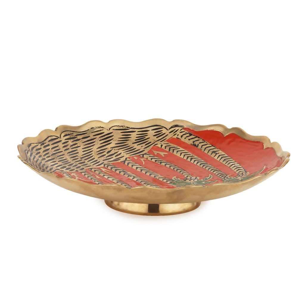 Meenakari Brass Urli Platter — Palm Grove (8-inch)