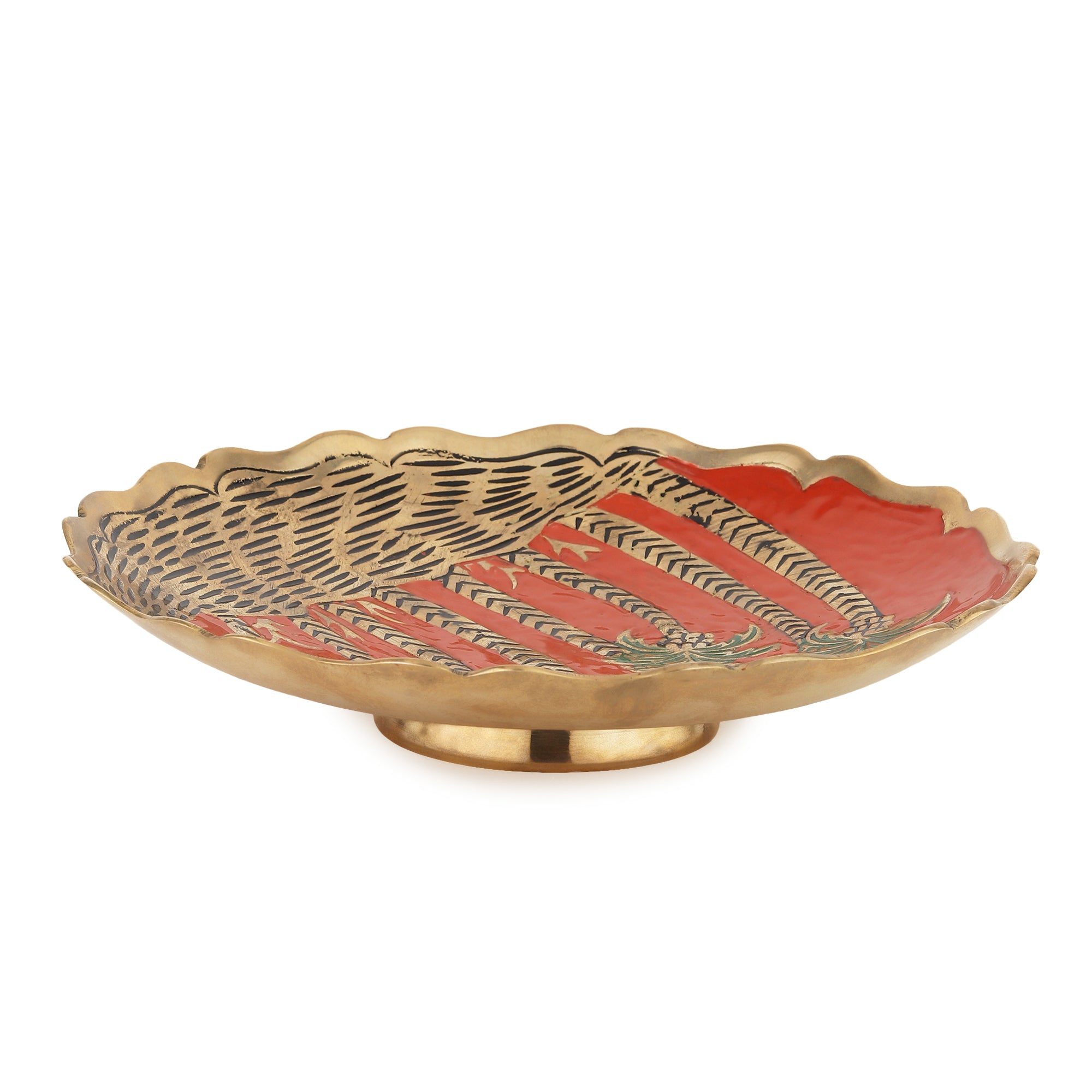 Meenakari Brass Urli Platter — Palm Grove (8-inch)
