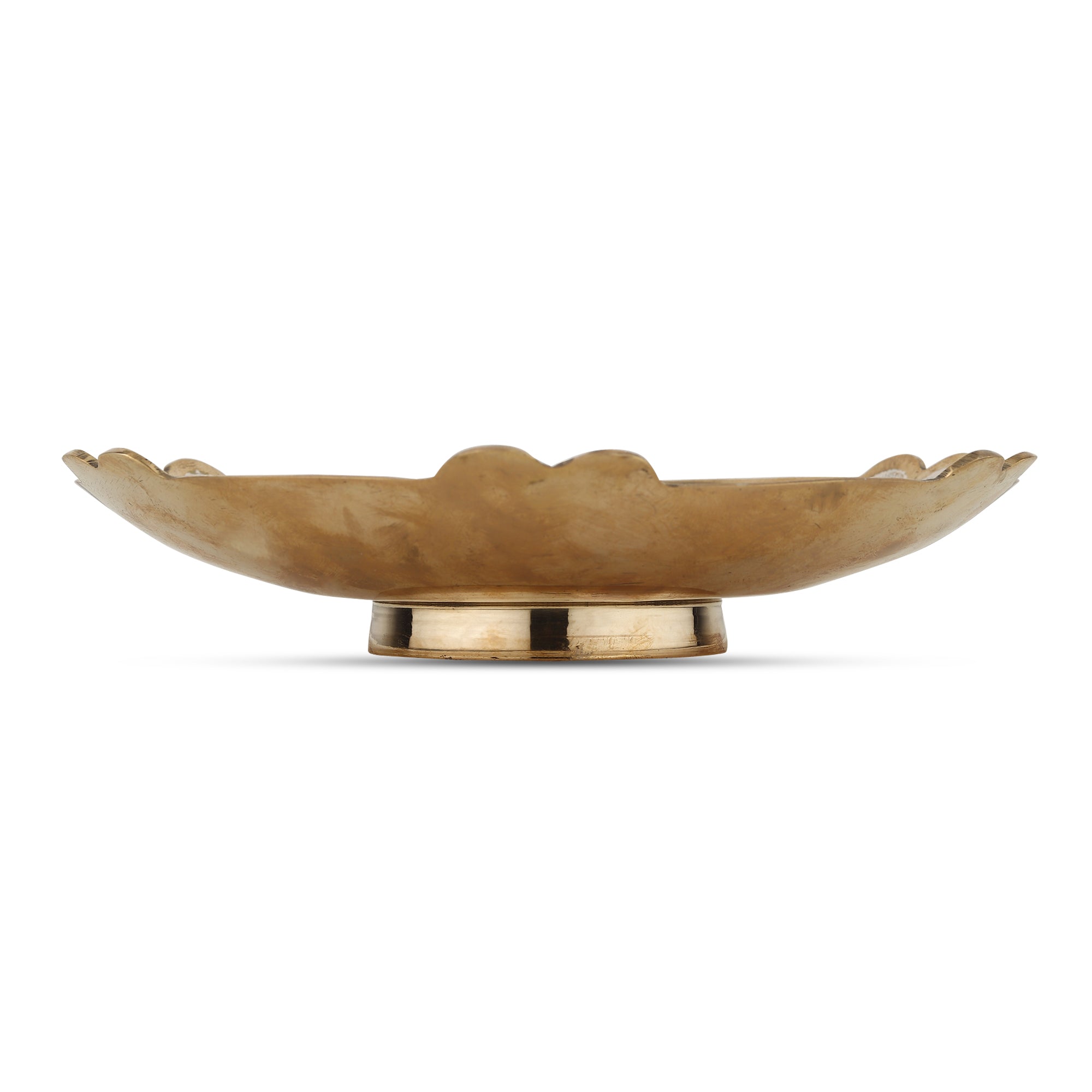 Meenakari Brass Urli Platter — Leaf Motif (7.5")