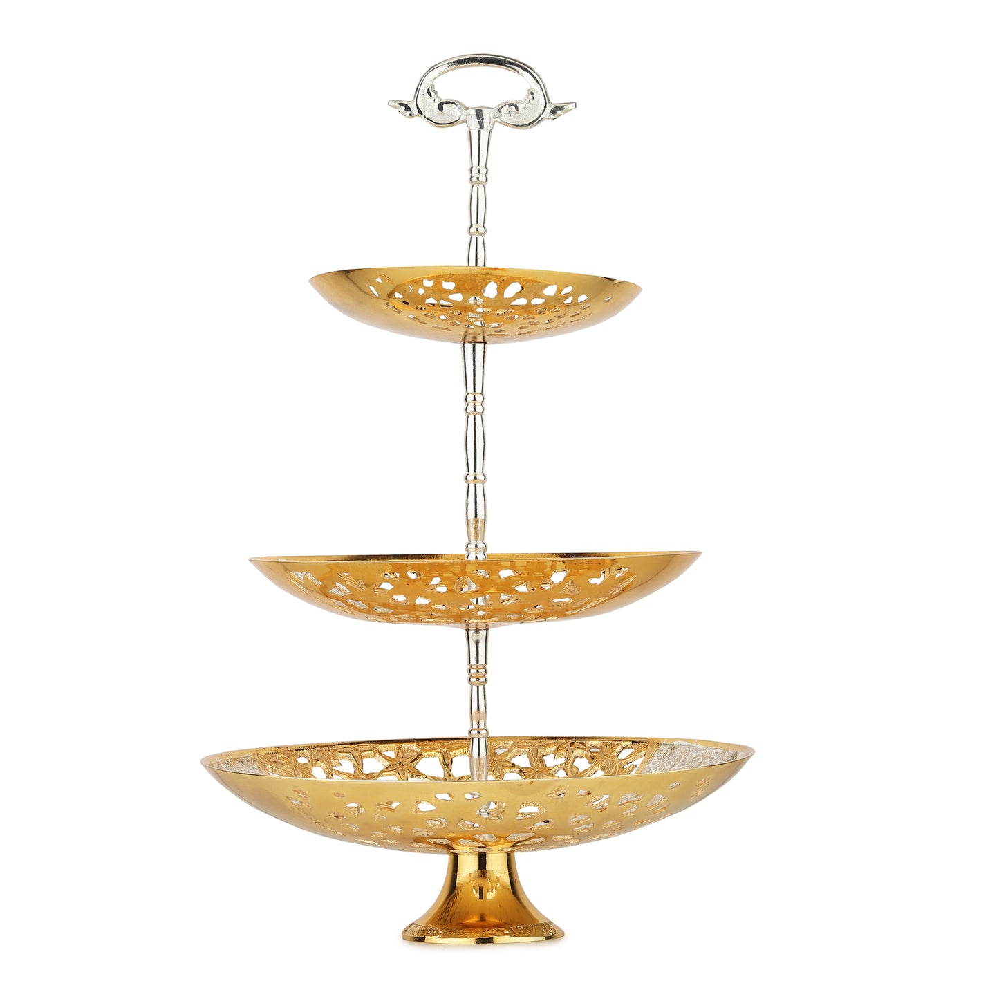 Elegant Handcrafted Brass Cake Stand | 2-Tier & 3-Tier | Gold Plated, Silver Plated & Dual Tone
