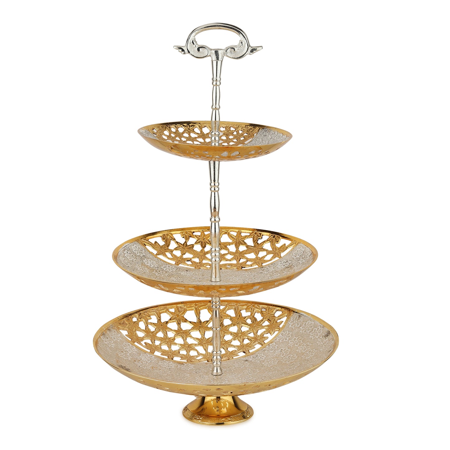 Elegant Handcrafted Brass Cake Stand | 2-Tier & 3-Tier | Gold Plated, Silver Plated & Dual Tone