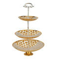 TrayiVedika™ — Two-Tone Brass Cake Stand (3-Tier • Gold & Silver)