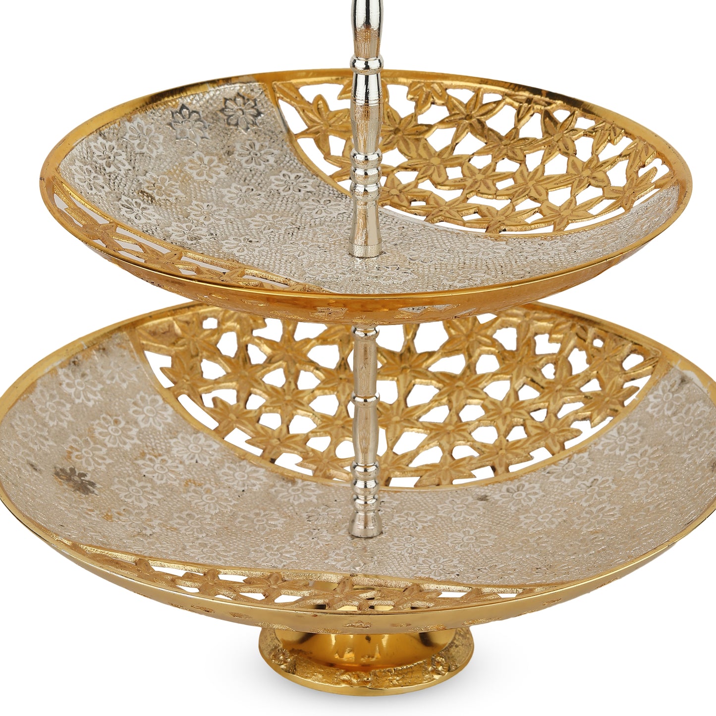 Elegant Handcrafted Brass Cake Stand | 2-Tier & 3-Tier | Gold Plated, Silver Plated & Dual Tone