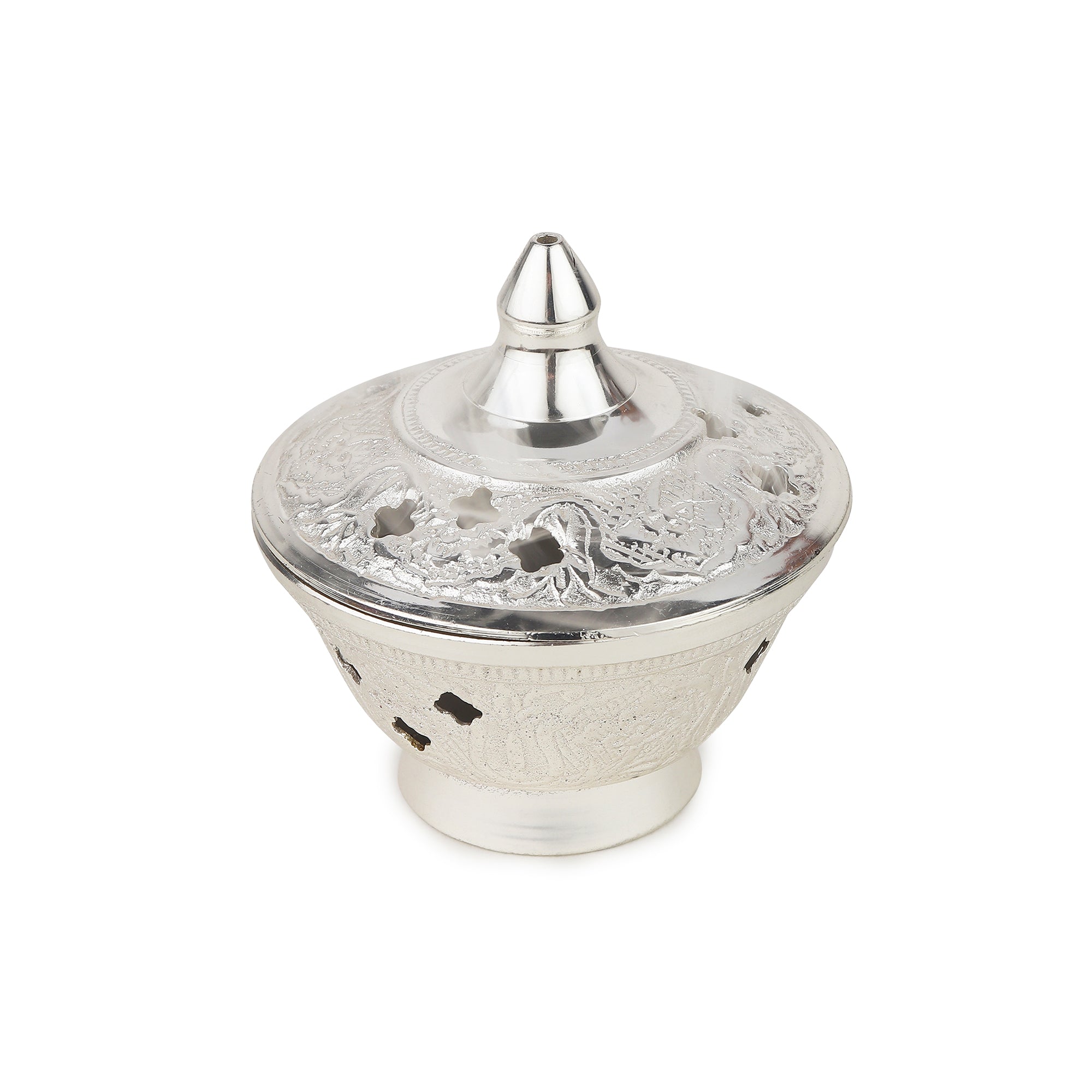 Dhoop Daani — Silver (Sacred Brass Incense Holder)