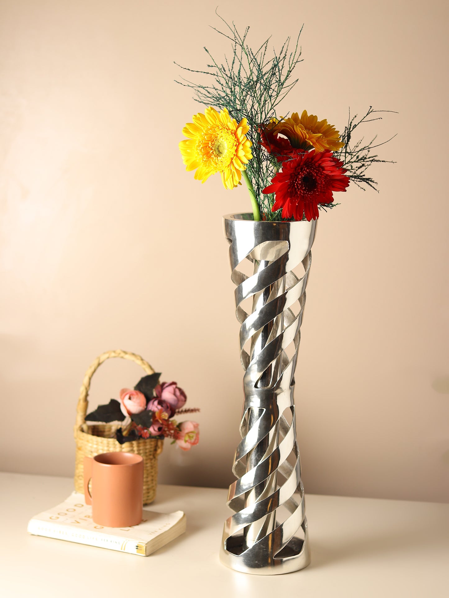 Divine Brass Flower Vases | Handcrafted Temple-Inspired Décor | Gold & Antique Finish