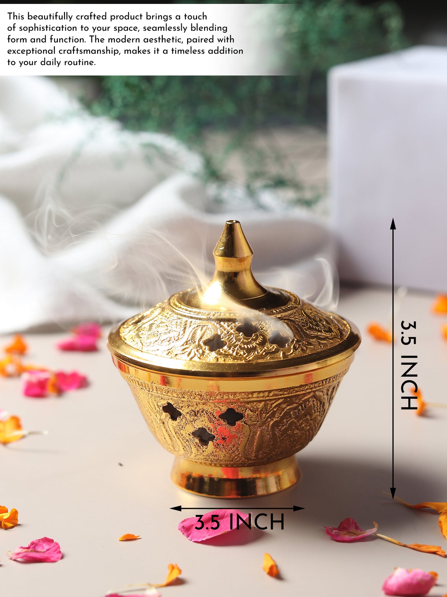 Divyaneel Handcrafted Brass Dhoop Daani — Gold & Silver Finish | Sacred Incense Holder