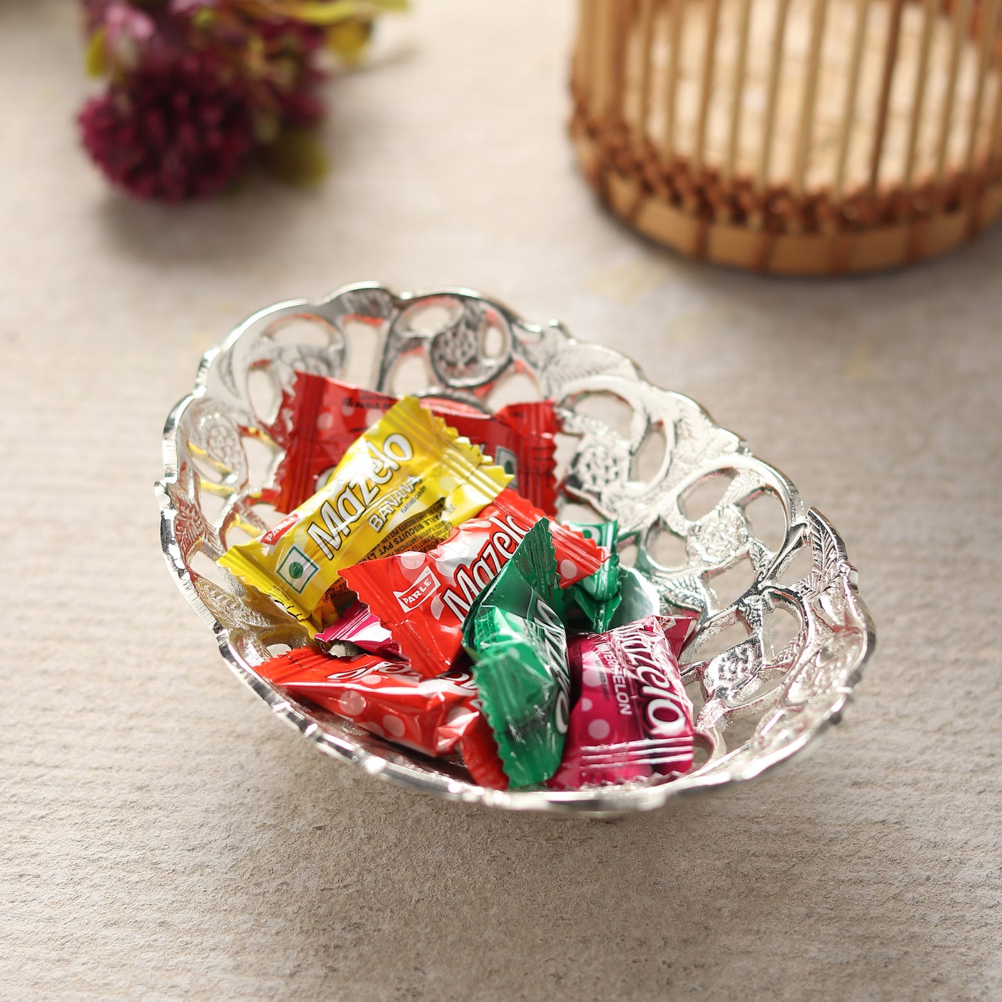 Handcrafted Brass Oval Dish — Silver/Gold • Festive Serve & Décor