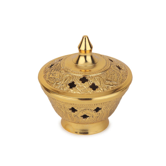 Divyaneel Handcrafted Brass Dhoop Daani — Gold & Silver Finish | Sacred Incense Holder