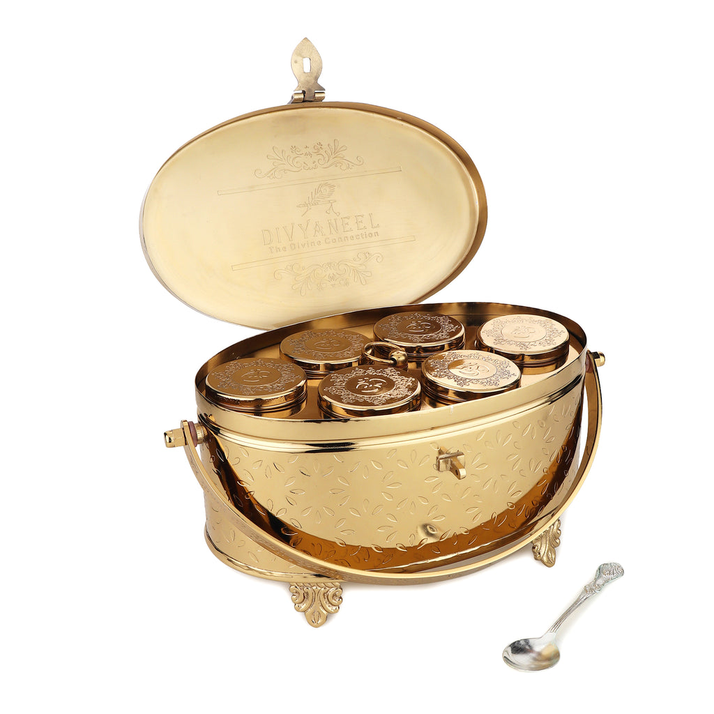 Puja Box 006 — Gold (Portable Brass Temple)