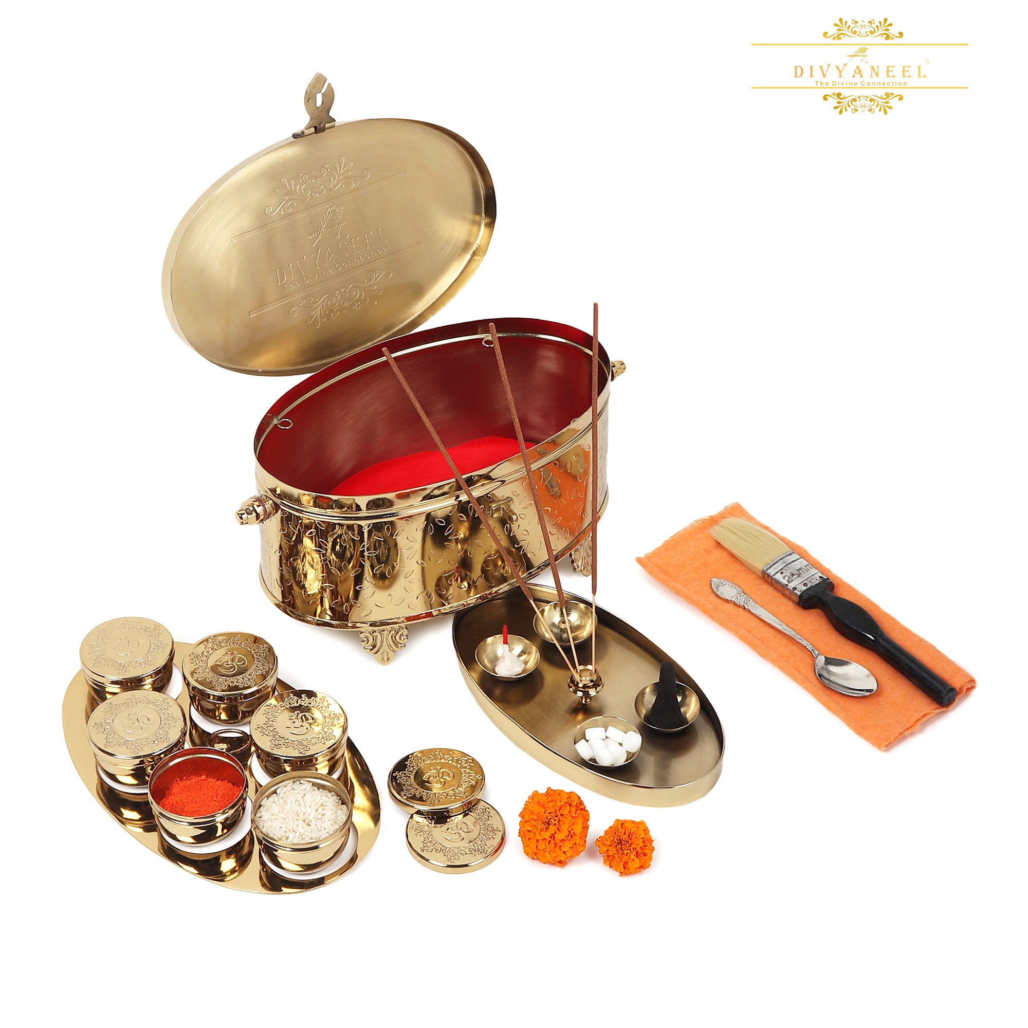 Puja Box 006 — Gold (Portable Brass Temple)