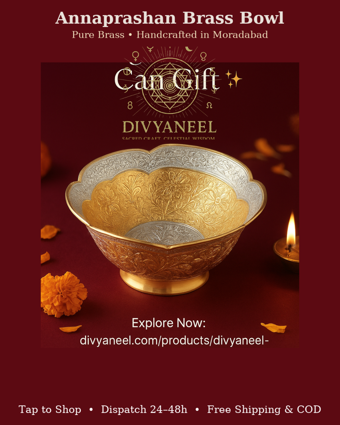 Divyaneel Annaprashan Brass Bowl | Pure Brass, Gift-Ready
