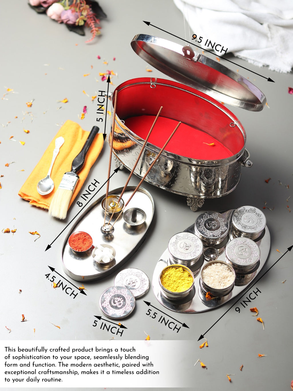 Puja Box 006 — Silver (Portable Brass Temple)