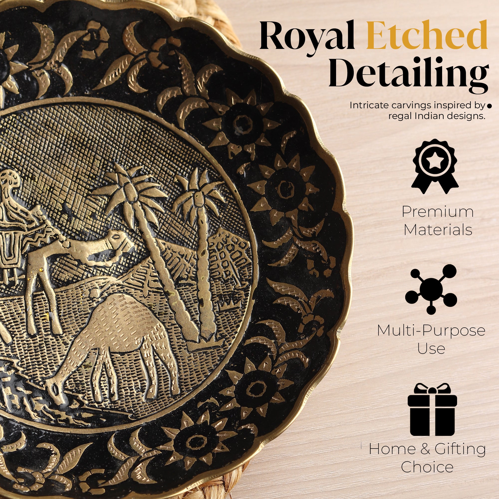 Royal Camel Brass Urli – Heritage Festive Platter
