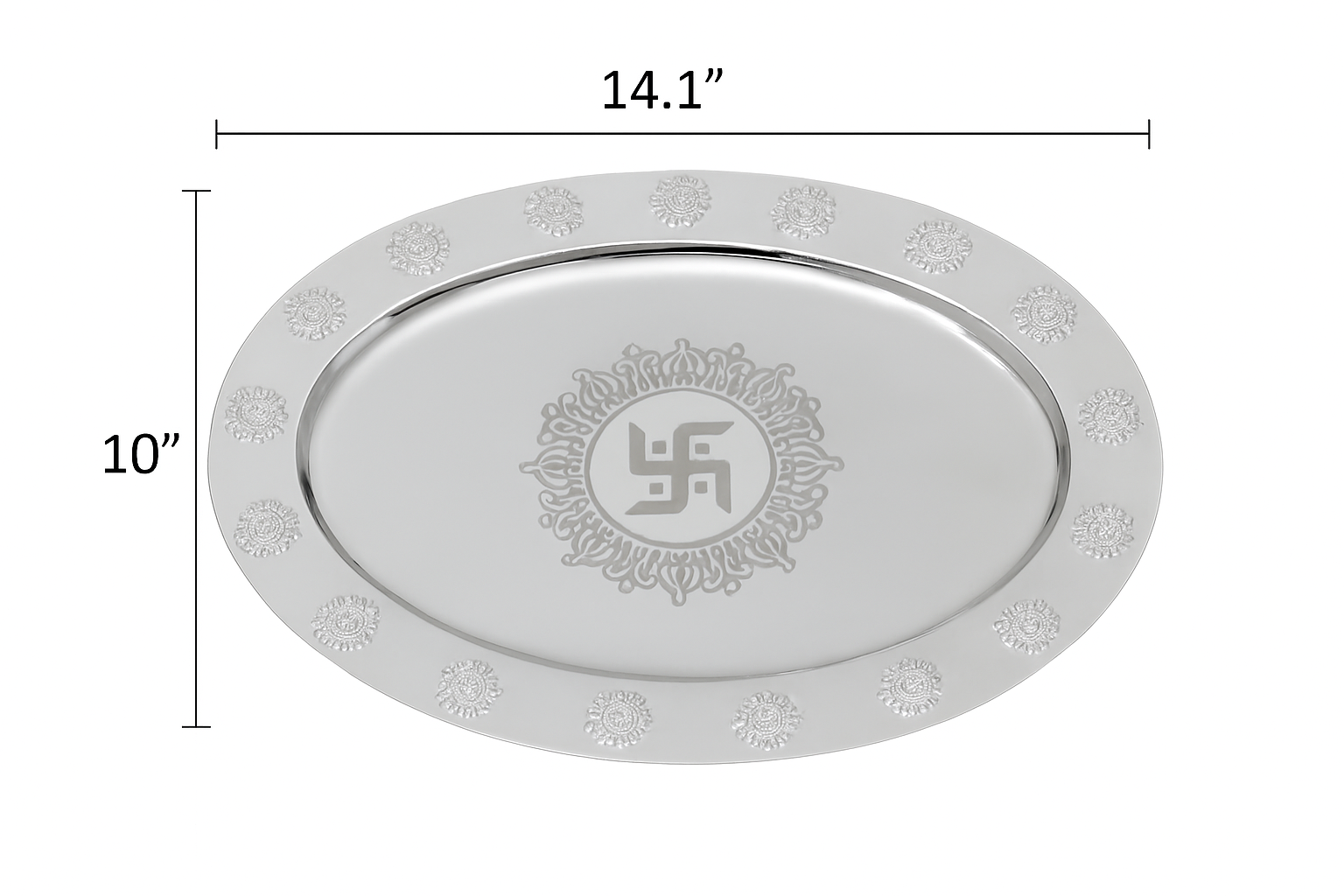 Handcrafted Silver-Toned Pooja Thali – 14.1" x 13"