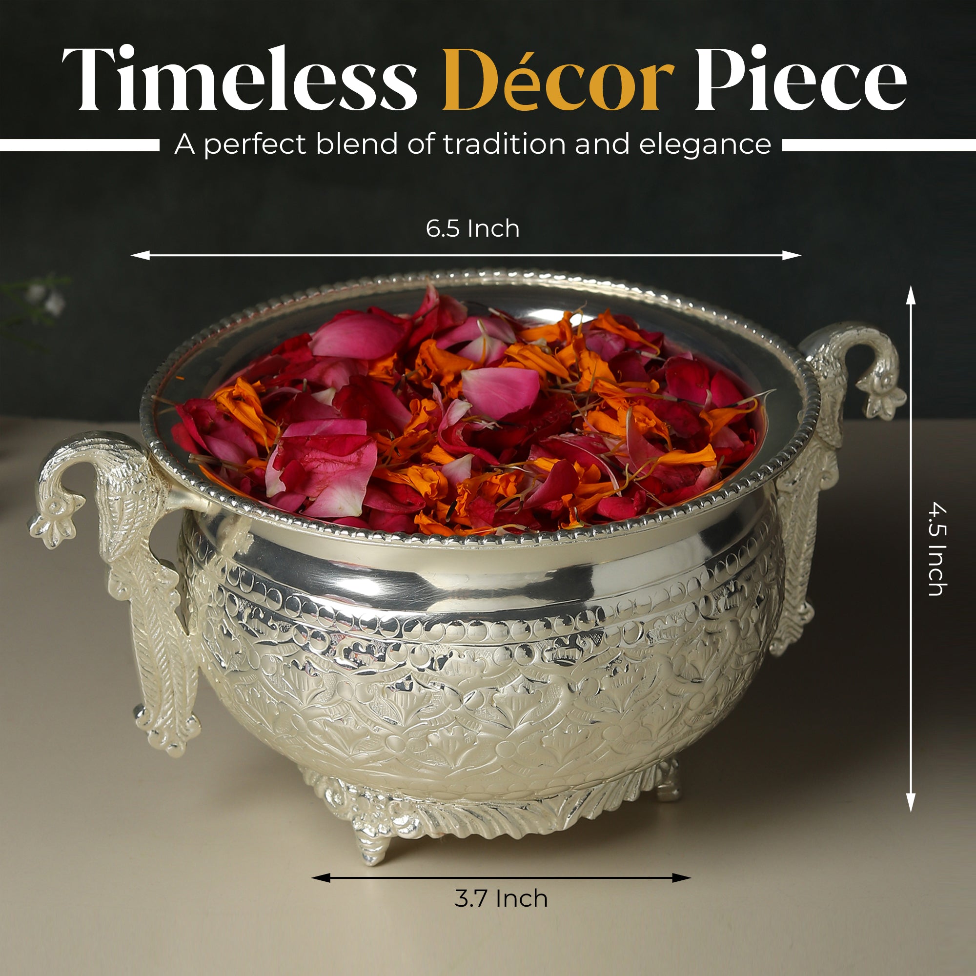 Chandrika Argent Urli — Silvered Brass Centrepiece