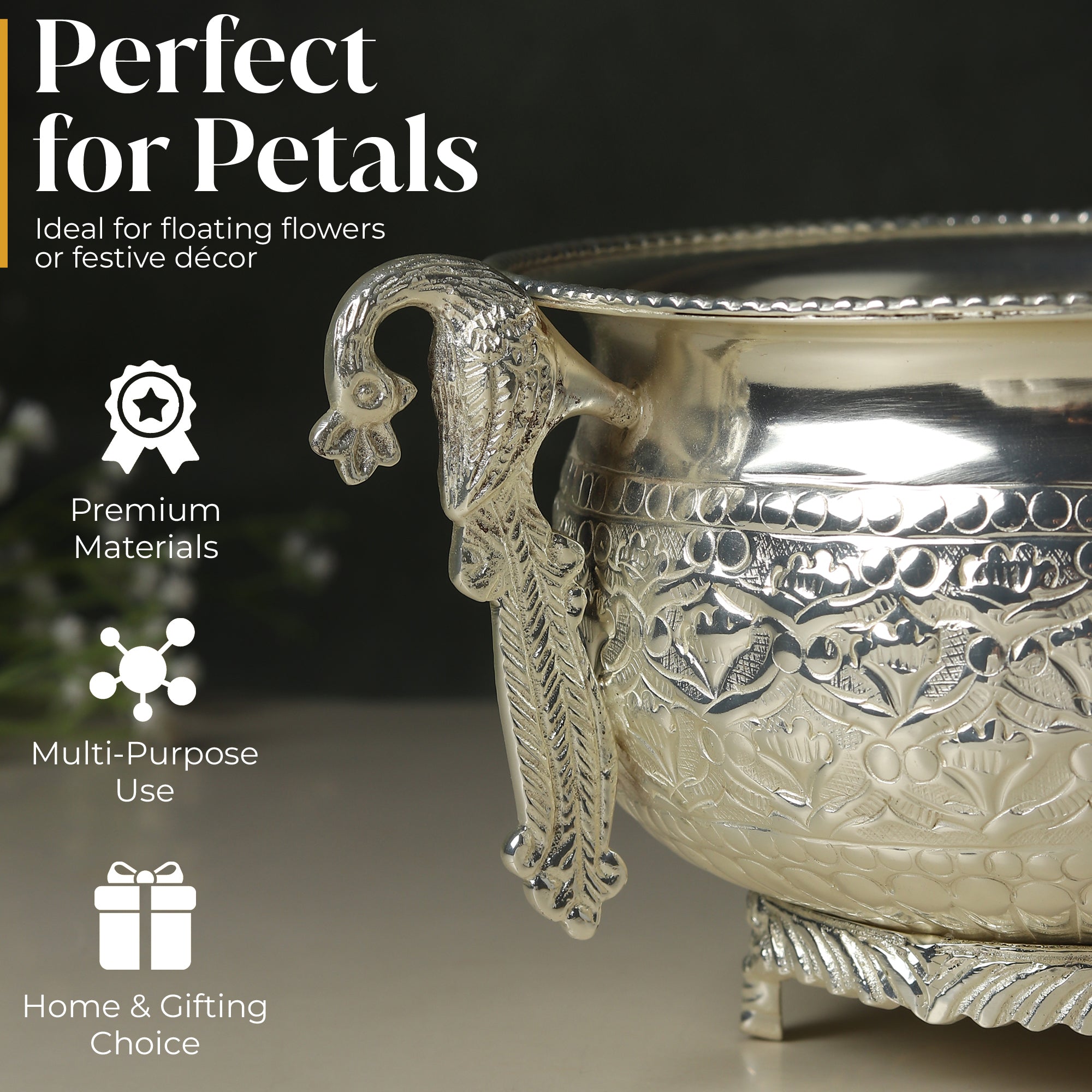 Chandrika Argent Urli — Silvered Brass Centrepiece