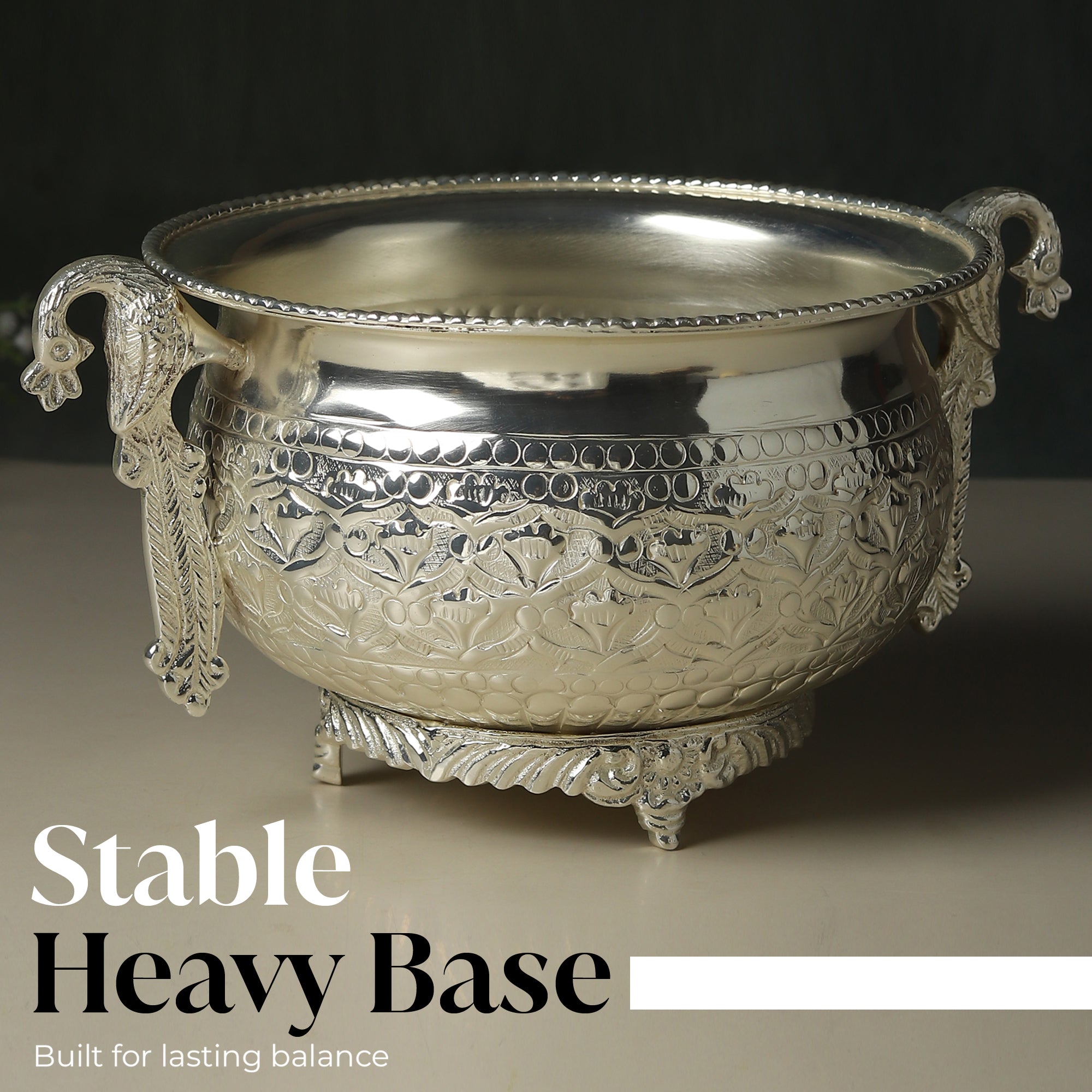Chandrika Argent Urli — Silvered Brass Centrepiece